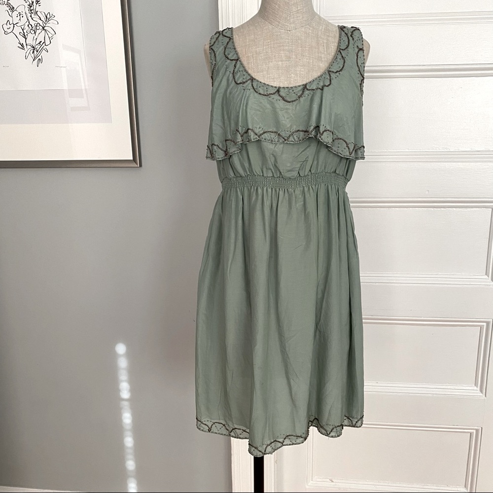 Theme mint green silk beaded dress